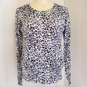 Leopard Spot B&W Knit Pullover Round Neck Sweater
